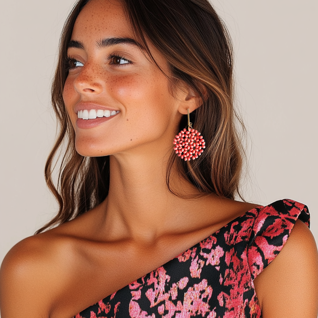 Pendientes Caelia Rosa Palo artesanos grandes invitada boda primavera verano