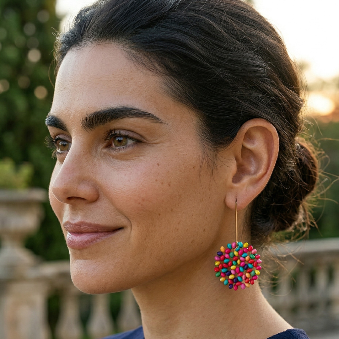 Pendientes Caelia Colores artesanos dorados acero inoxidable ligeros Hanalima