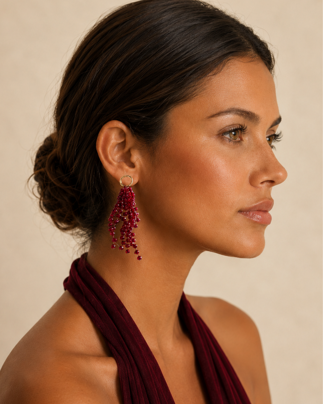 Pendientes Celine Granate