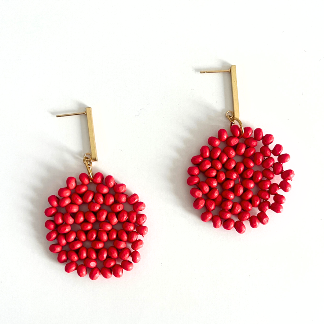 Pendientes Caelia Rojo grandes y ligeros en acero inoxidable dorado o plata