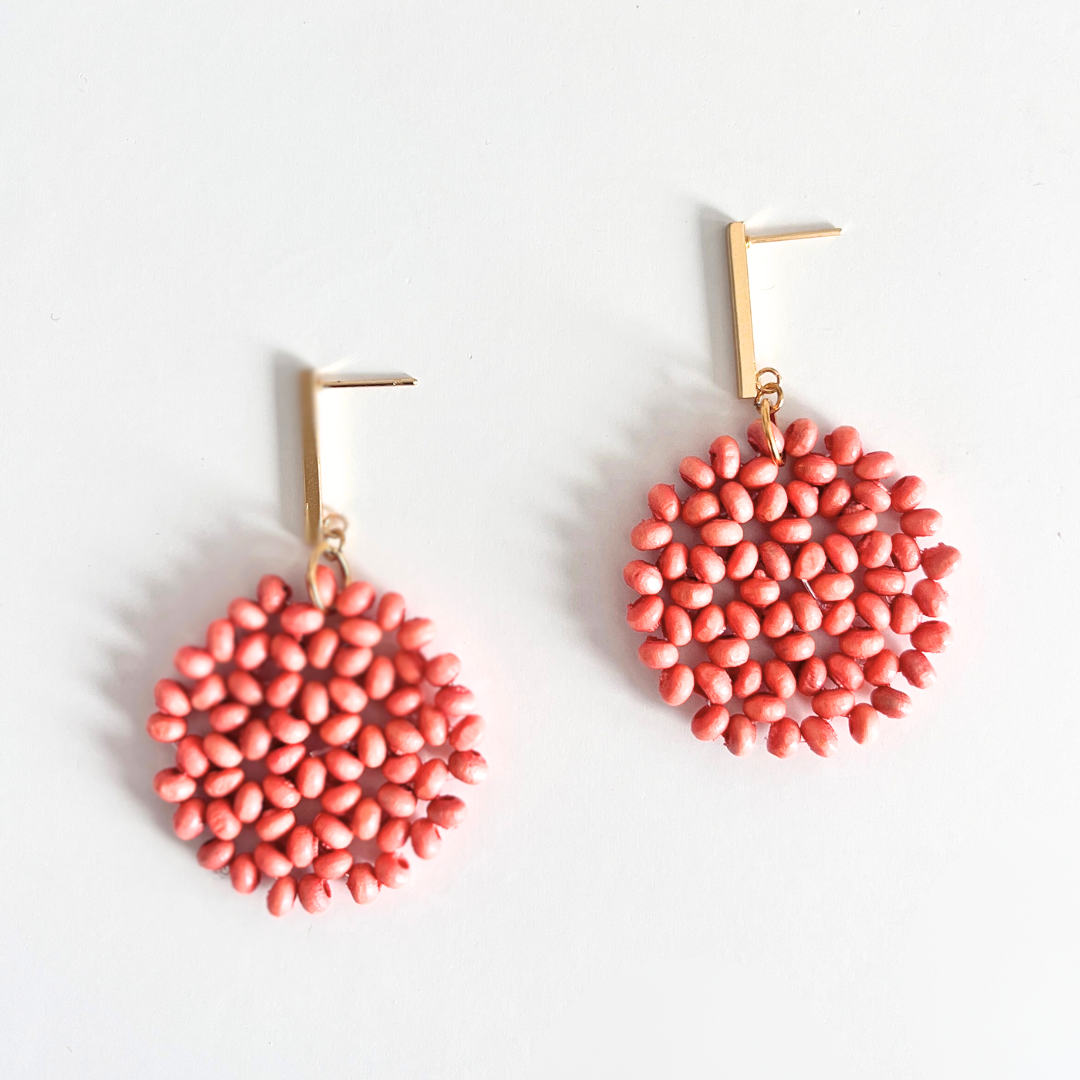 Pendientes Caelia Rosa Palo artesanos grandes invitada boda primavera verano